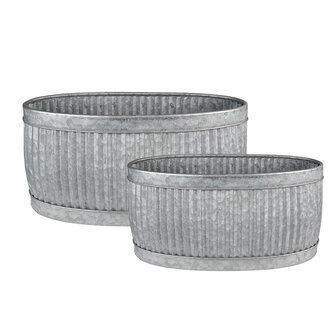 Clayre &amp; Eef | Decoratie Zinken Teil Set van 2 Grijs 52x25x26 / 48x21x23 cm | 6Y4886