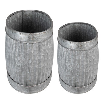 Clayre &amp; Eef | Decoratie Zinken Teil Set van 2 Grijs 52x25x26 / 48x21x23 cm | 6Y4886