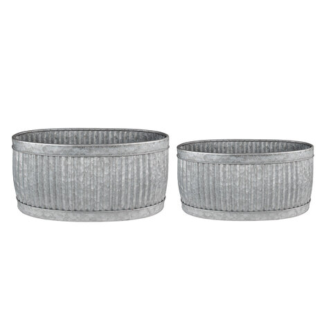 Clayre & Eef | Decoratie Zinken Teil Set van 2 Grijs 52x25x26 / 48x21x23 cm | 6Y4886