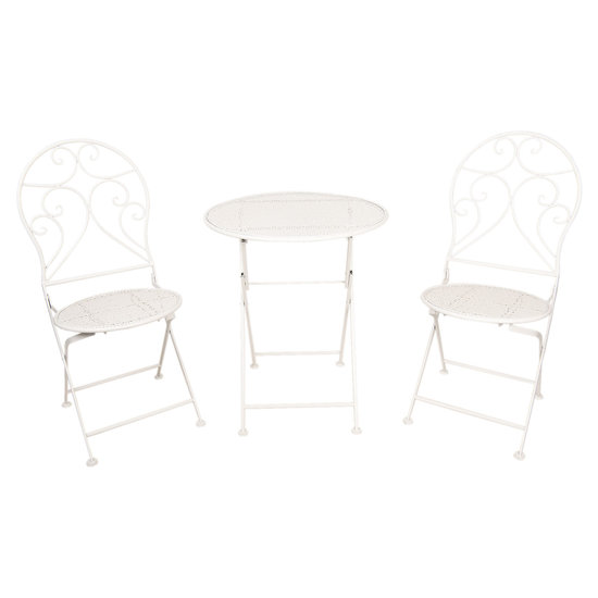 Bistroset tafel + 2 stoelen &oslash; 60*70 / 40*40*92 cm (2) Wit | 5Y0632 | Clayre &amp; Eef