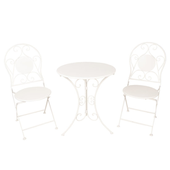 Bistroset tafel + 2 stoelen &oslash; 60*70 / 2x &oslash; 40*40*92 cm Wit | 5Y0633 | Clayre &amp; Eef