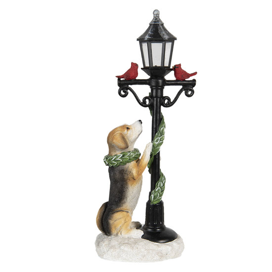 Decoratie hond met lantaarn 17*12*41 cm Meerkleurig | 6PR2986 | Clayre &amp; Eef