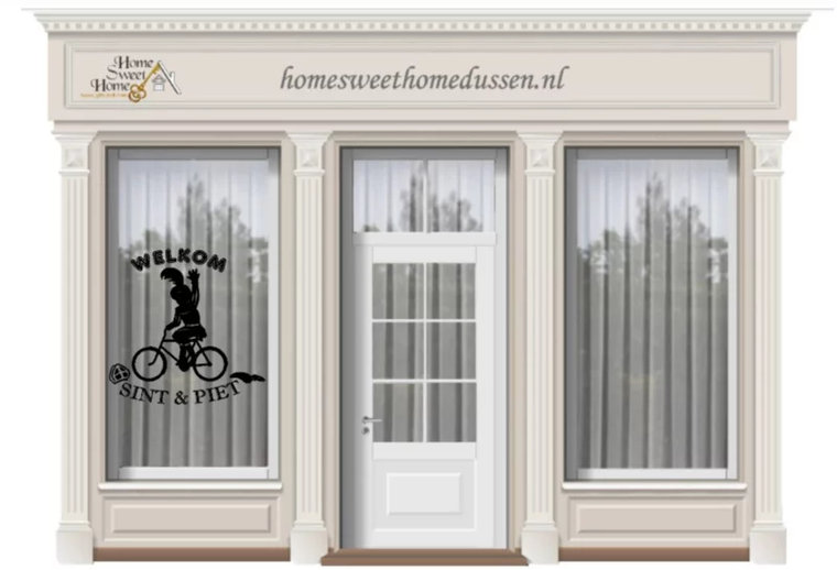 Raam / Muursticker Welkom Sint &amp; Piet op de fiets 2 | Rosami