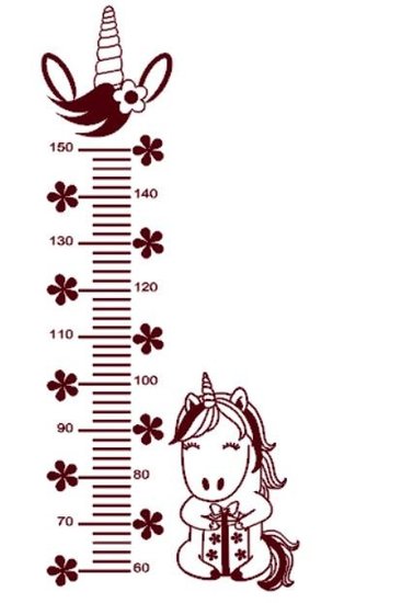 Muursticker groeimeter eenhoorn bordeaux rood 1 | Rosami