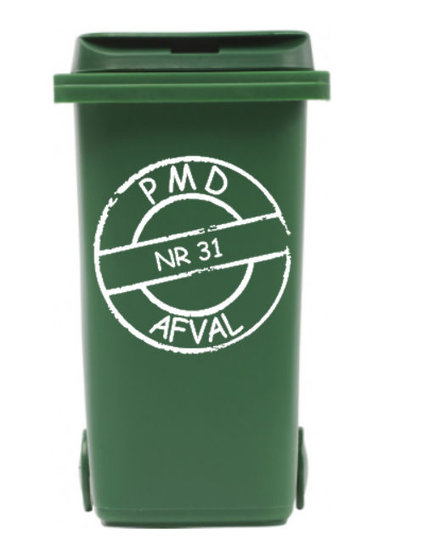Sticker cirkel voor PMD kliko container met huisnummer 1 | Rosami