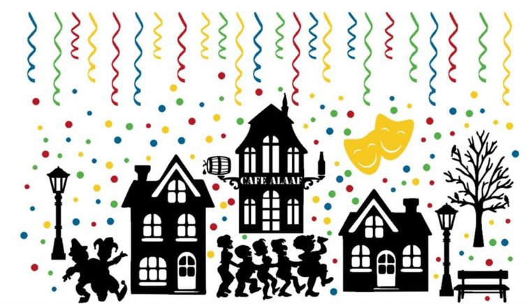 Raamstickerset 156 delig Carnaval silhouet huisjes &amp; confetti herbruikbaar | Rosami