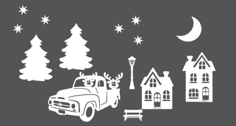 Raamsticker set herbruikbaar kerstdorp huisjes auto | Rosami 2