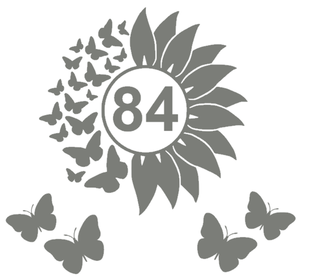 Container Sticker zonnebloem / vlinders met huisnummer | Kliko | Rosami 1
