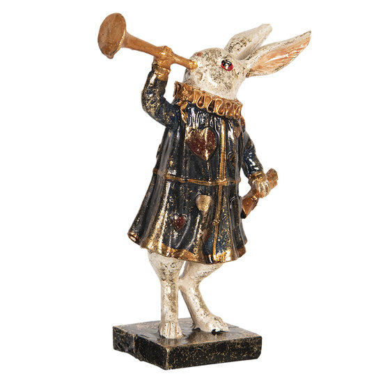 Decoratie konijn met trompet 8*4*12 cm Multi | 6PR2524 | Clayre &amp; Eef