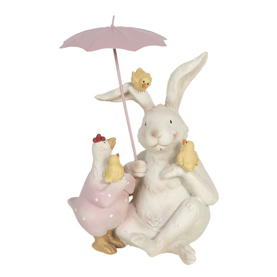 Decoratie konijn met paraplu 12*11*16 cm Multi | 6PR3190 | Clayre &amp; Eef