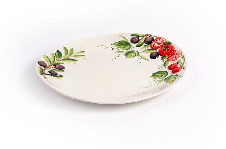 Ovaal bord met olijven en tomaten 30 x 26 cm | PO10 | Piccobella