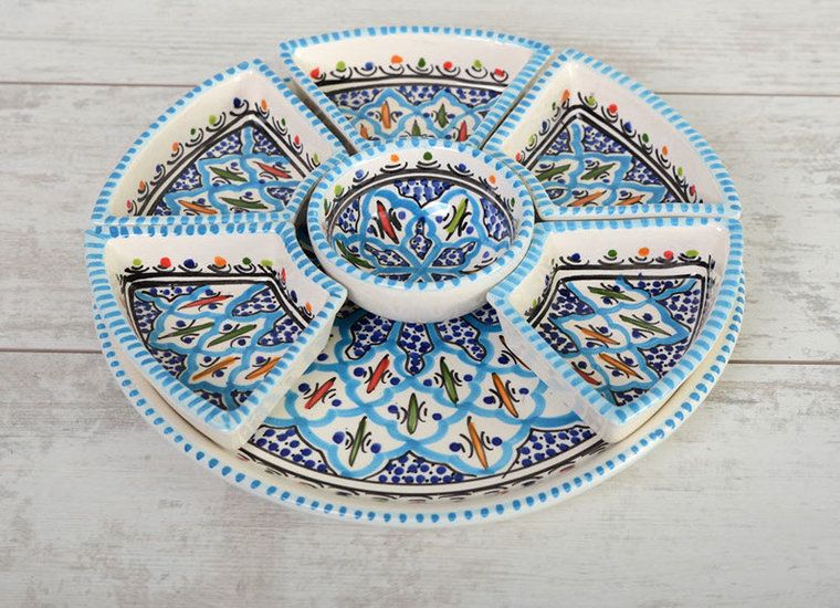 8 delig Tapas schaal Turquoise blue fine &Oslash; 30 cm | TS.BC.35 | Dishes &amp; Deco