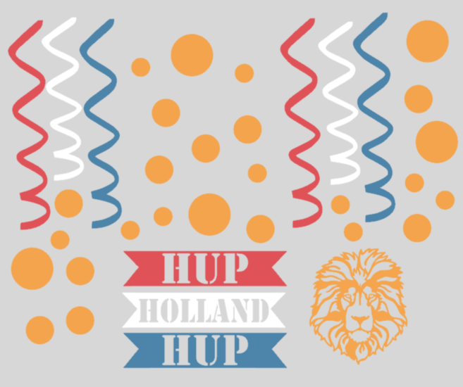 35 delige voetbal stickerset herbruikbaar serpentine, confetti hup holland leeuw | Rosami Decoratiestickers