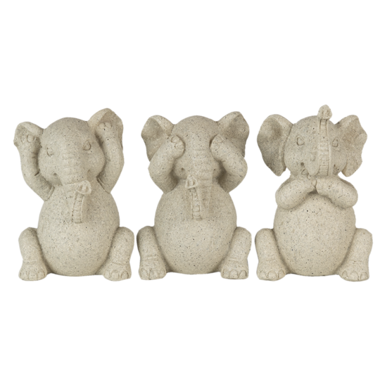 Decoratie olifanten horen, zien en zwijgen 19*6*10 cm Grijs | 6PR4680 | Clayre &amp; Eef