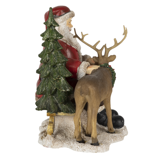 Decoratie kerstman met rendier 17*14*17 cm Multi | 6PR4711 | Clayre & Eef 3