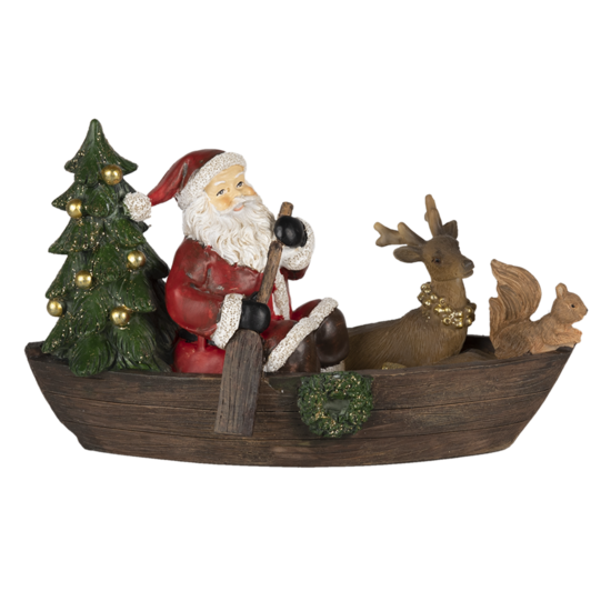 Decoratie kerstman in bootje 22*10*13 cm Multi | 6PR4715 | Clayre & Eef