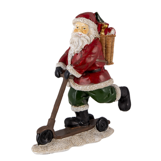 Decoratie kerstman op autoped 13*6*15 cm Multi | 6PR4717 | Clayre &amp; Eef