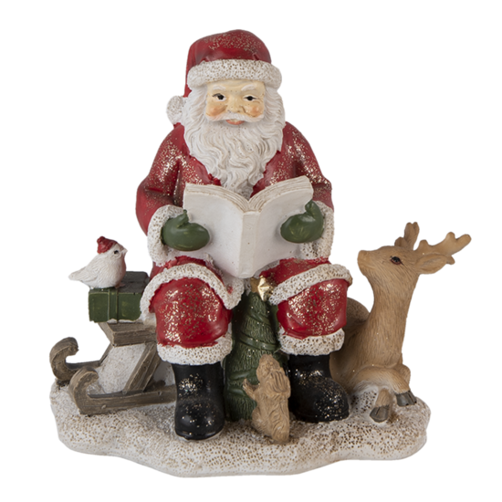 Decoratie kerstman met rendier 14*12*13 cm Multi | 6PR4723 | Clayre &amp; Eef 1
