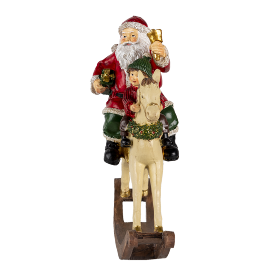 Decoratie kerstman op hobbelpaard 20*8*21 cm Multi | 6PR4712 | Clayre & Eef 1