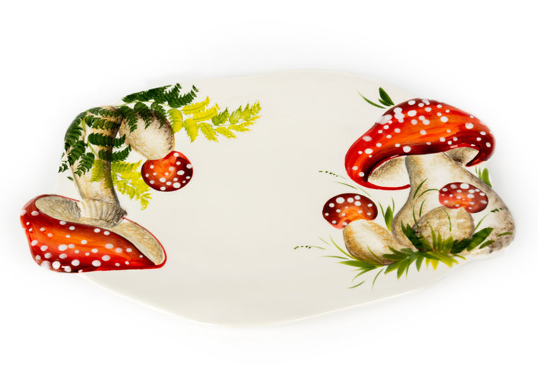 Schaal ovaal paddenstoel rood witte stippen groot 45 x 30 cm | RW05 | Piccobella