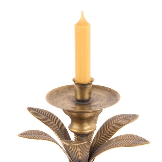 Kandelaar kaarsenhouder (palm) boom 33 cm x 18 cm goud ijzer | 11322404 | Dutch Style