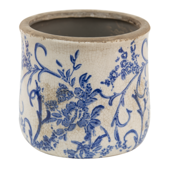 6CE1396M Bloempot Binnen Blauw, Wit &oslash; 12*11 cm &oslash; 12*11 cm Blauw | 6CE1396M | Clayre &amp; Eef