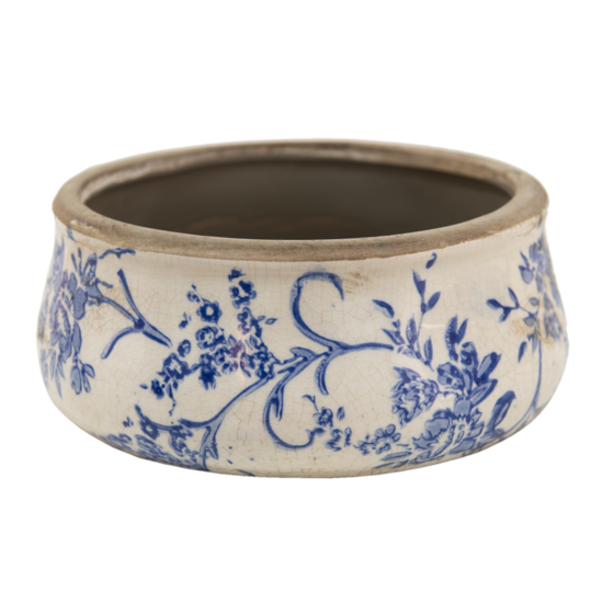 Clayre &amp; Eef | Bloempot Binnen Blauw, Wit &oslash; 21x8 cm | 6CE1397L