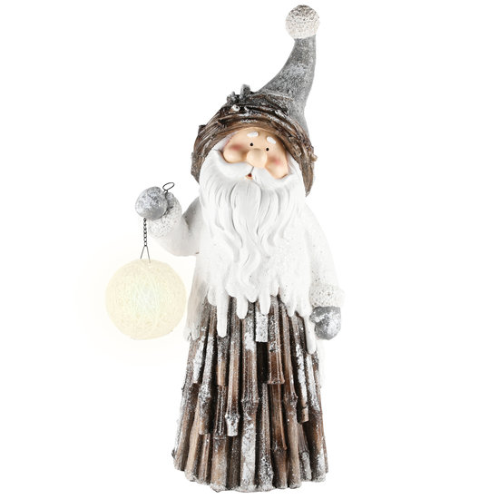 Kerstman santa grijs met bollamp led 29x18x64cm | A215005 | Dekoratief