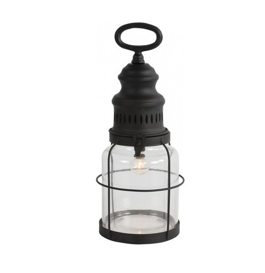 Lantaarn storm lamp hengsel led verlichting batterij zwart 32 x 12,5 cm | 65480 | Home Sweet Home | Stoer &amp; Sober Woonstijl