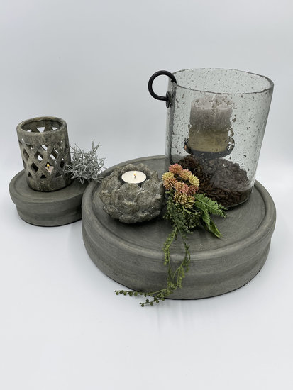 Decoratie plateau grijs beton look steen klein 6,5 cm x 17 cm | 65484 | Home Sweet Home | Stoer & Sober Woonstijl | kaarsen