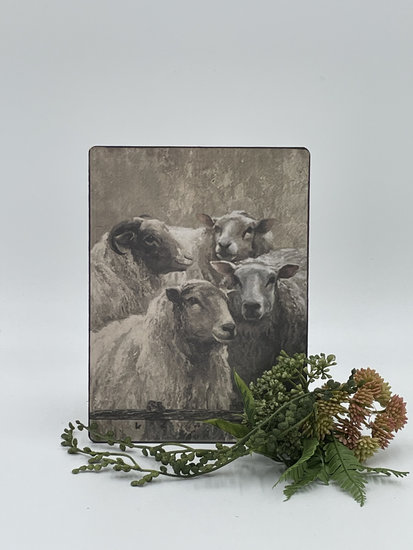 Staand deco bord nostalgisch afbeelding schapen 19 x 14 cm  mdf | 65511 | Home Sweet Home | Stoer &amp; Sober Woonstijl