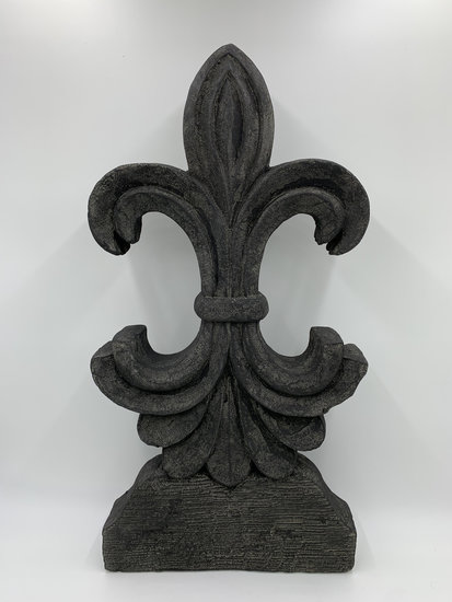 Ornament Franse lelie op voet groot grijs stone antraciet 60 x 30 x  6,5 cm | 65524 | Home Sweet Home | Stoer &amp; Sober Woons