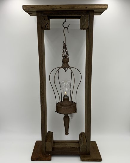 Hang Lantaarn lamp led verlichting batterij antique roest bruin timer 42 cm x 15 cm | 65535 | Home Sweet Home | Stoer & Sober Woonstijl - Home Sweet Online