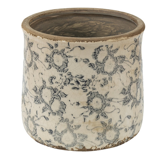 Clayre &amp; Eef | Bloempot Binnen Grijs, Beige &oslash; 17x16 cm | 6CE1459L