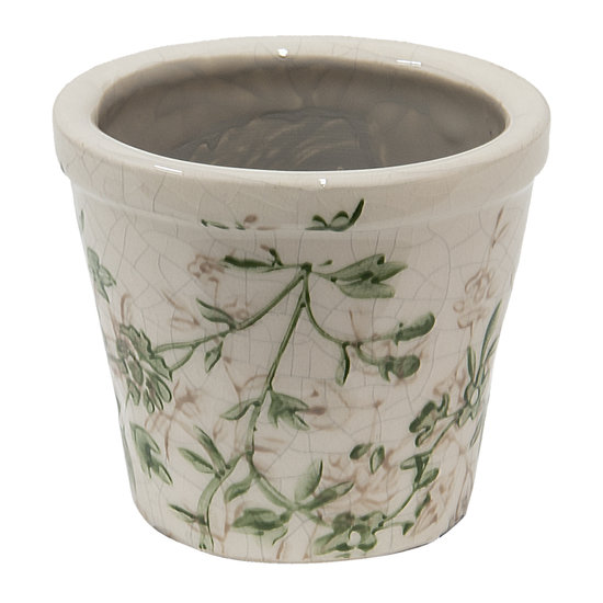 Clayre &amp; Eef | Bloempot Binnen Groen Beige &oslash; 8x7 cm | 6CE1457XS