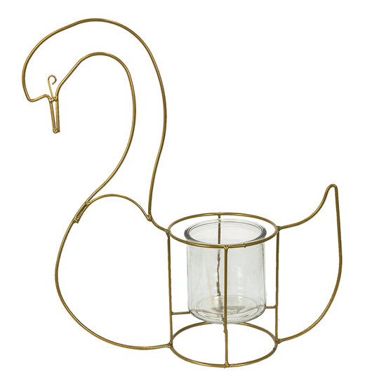 Clayre &amp; Eef | Theelichthouder Zwaan Goudkleurig 33x13x41 cm | 6Y4985