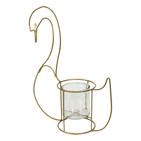 Clayre &amp; Eef | Theelichthouder Zwaan Goudkleurig 33x13x41 cm | 6Y4985