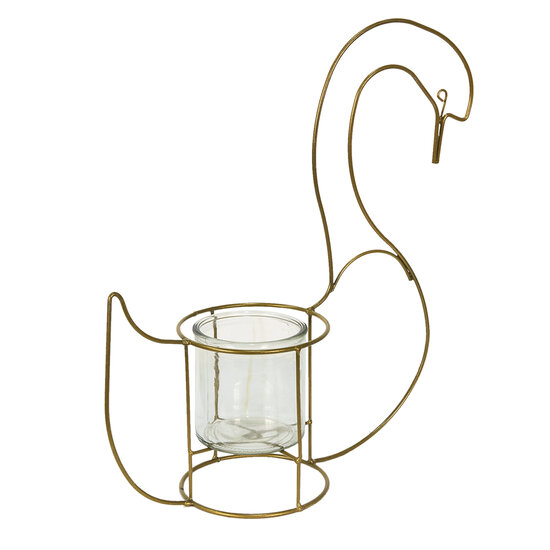 Clayre &amp; Eef | Theelichthouder Zwaan Goudkleurig 33x13x41 cm | 6Y4985