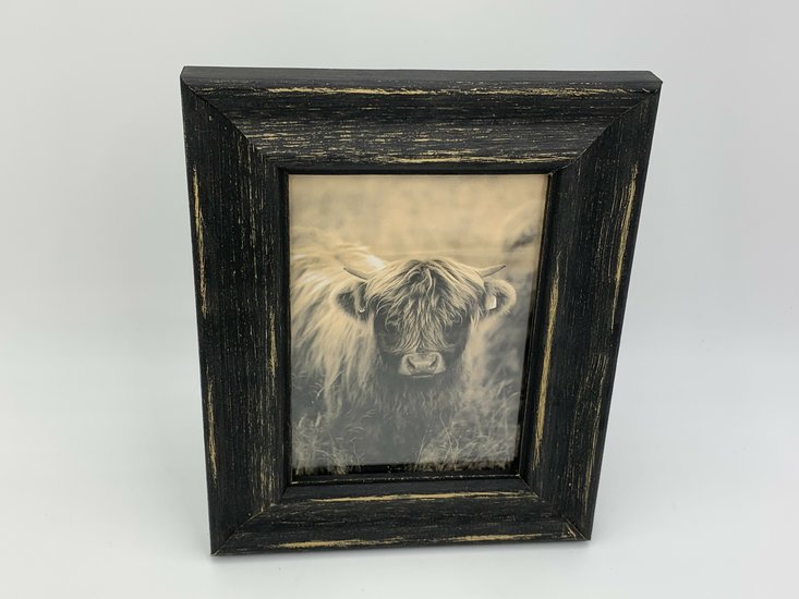 Fotolijst antiek zwart Schotse Hooglander maat L 25 x 20 cm | 121267 | Home Sweet Home | Stoer &amp; Sober Landelijke Woonstijl
