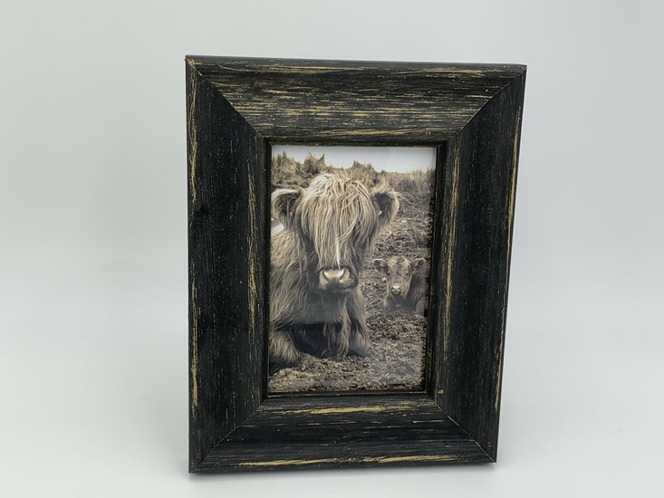 Fotolijst antiek zwart Schotse Hooglander maat M 21,5 x 17 cm | 121266 | Home Sweet Home | Stoer &amp; Sober Landelijke Woonsti