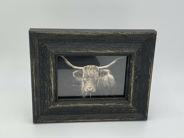 Fotolijst antiek zwart Schotse Hooglander maat S 20 x 16 cm | 121265 | Home Sweet Home | Stoer &amp; Sober Landelijke Woonstijl