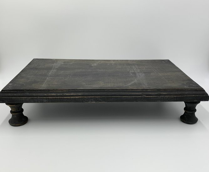 Decoratie plateau langwerpig hout op pootjes 50 x 30 cm vintage grijs bruin plantentafel bajot | 65565 | Home Sweet Home | Stoe