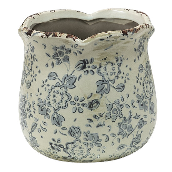 Clayre & Eef | Bloempot Binnen Grijs Beige ø 15x14 cm | 6CE1455M