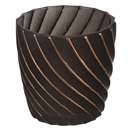 Clayre &amp; Eef | Glazen Theelichthouder Zwart &oslash; 7x7 cm | 6GL3223