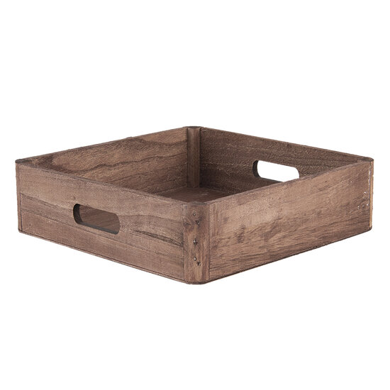 Clayre &amp; Eef | Decoratief Dienblad set van 3 Bruin 24x24x6 / 20x20x6 / 16x16x6 cm | 6H2006