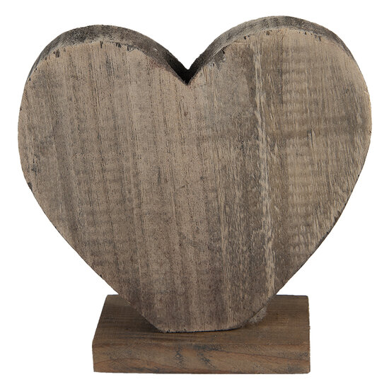 Clayre &amp; Eef | Decoratie Beeld Hart Bruin 19x7x19 cm | 6H2137