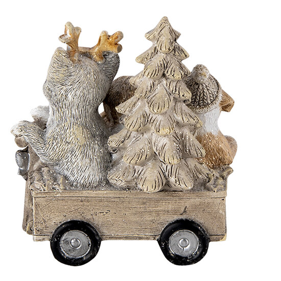 Clayre &amp; Eef | Kerstdecoratie Beeld Honden en Kat Grijs, Beige, Wit 9x7x11 cm | 6PR4636