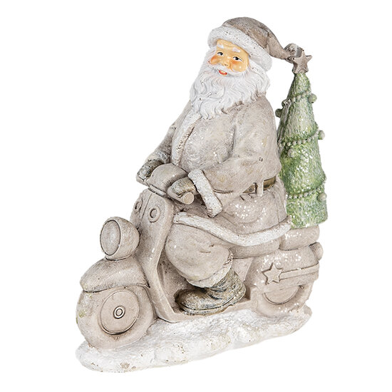 Clayre & Eef | Kerstdecoratie Beeld Kerstman Zilverkleurig 12x6x14 cm | 6PR4725