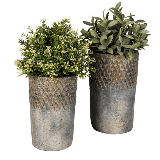 Clayre &amp; Eef | Bloempot Binnen Grijs &oslash; 14x23 cm | 6TE0365L