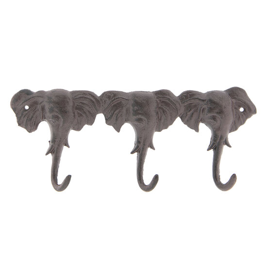 Clayre &amp; Eef | Wandkapstok Olifanten Bruin 29x3x12 cm | 6Y3201